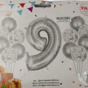Casey 13pc Silver and White Balloon Set Nr 9