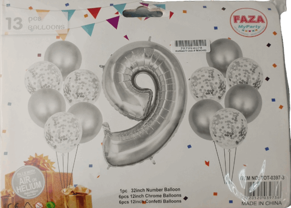 Casey 13pc Silver and White Balloon Set Nr 9