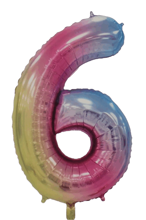 Casey 102cm Rainbow Balloon Number 6