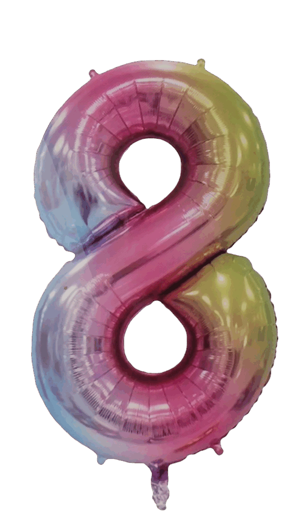 Casey 102cm Rainbow Balloon Number 8