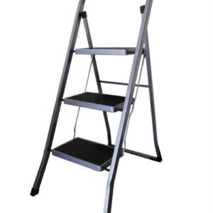 Totally Folding 3 Step Ladder Silver With Black