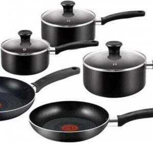 Tefal Essential 8 Piece Non Stick Set Black