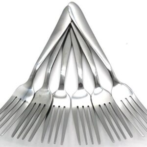 Casey Catering 6 Piece Stainless Steel Dinner Dessert Forks -Plain Design