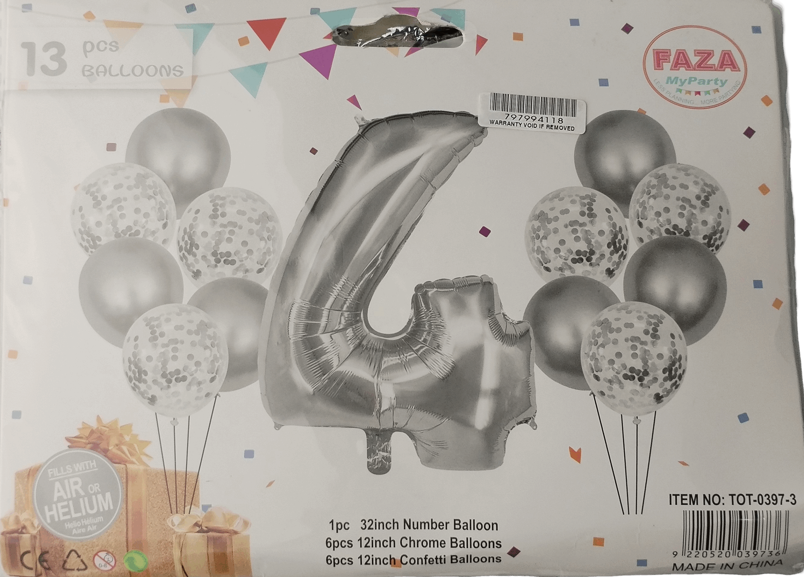 Casey 13pc Silver and White Balloon Set Nr 4