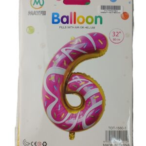 Casey 102cm Donut Balloon Number 6