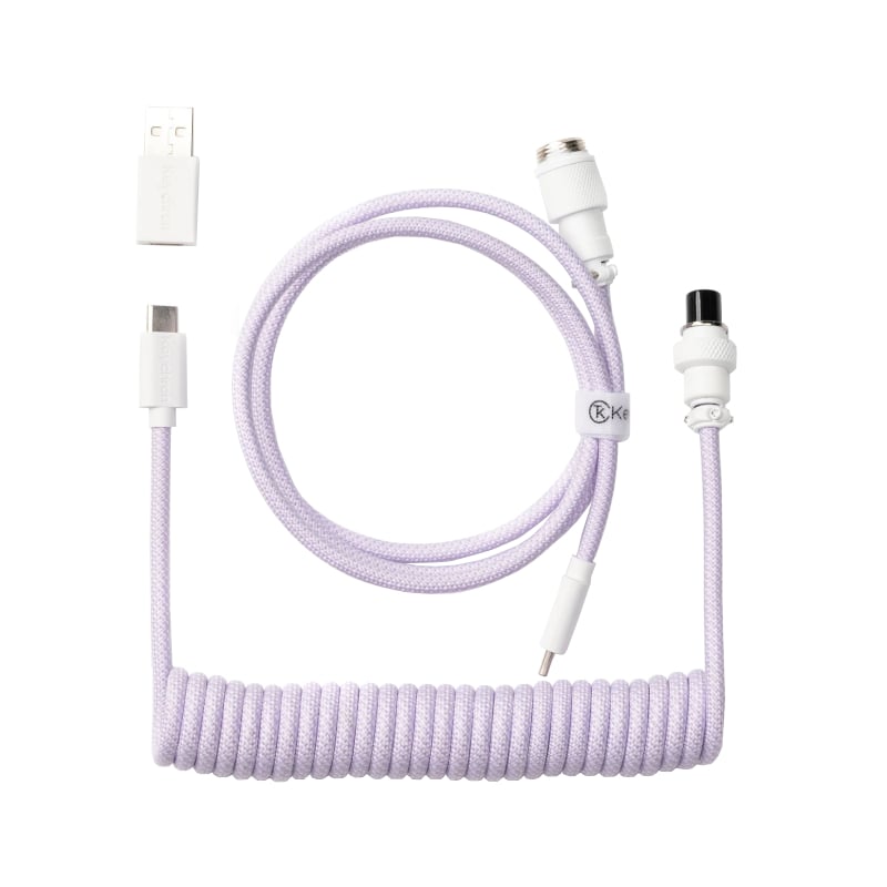 Keychron Coiled Aviator Cable - Light Purple/Straight - Image 2