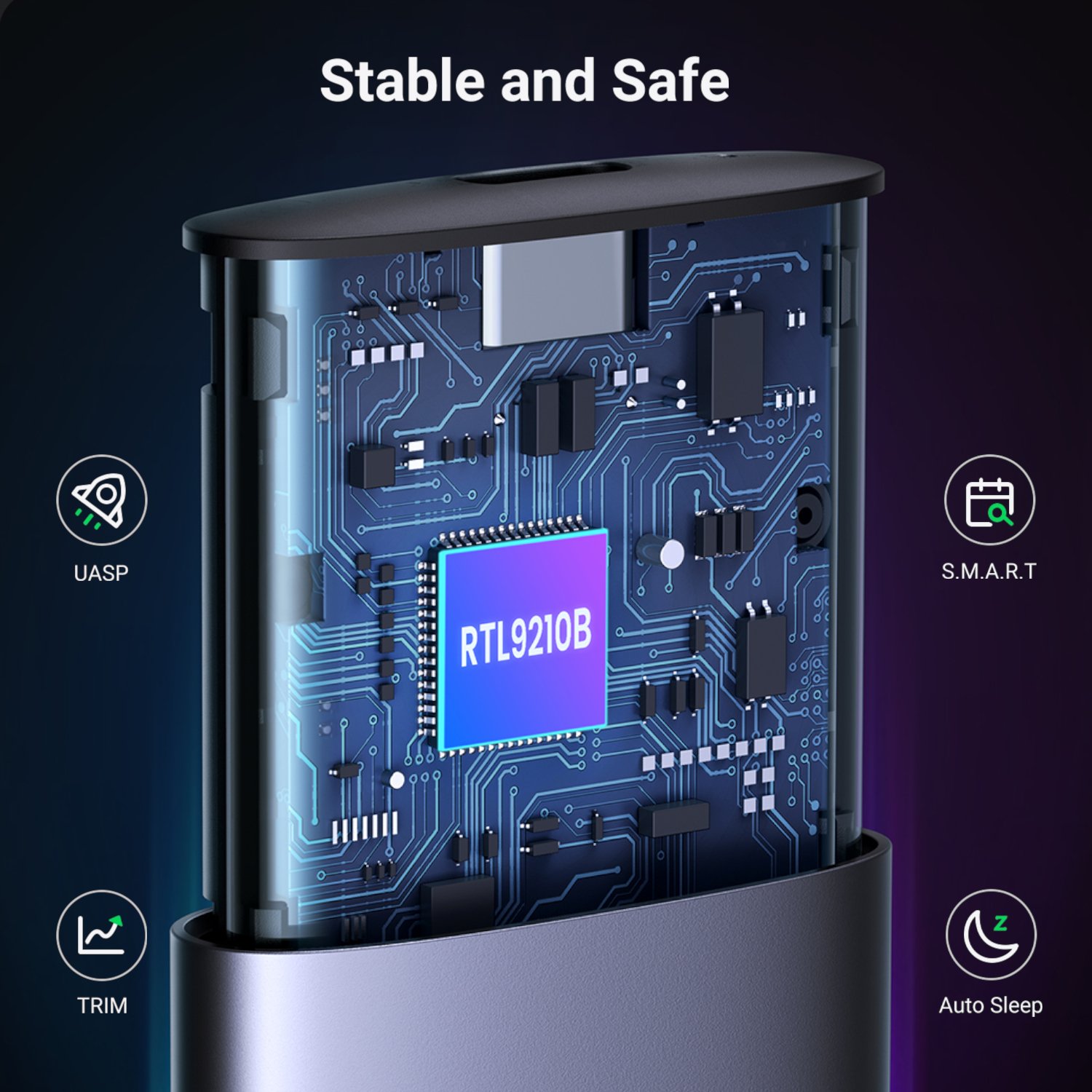 UGREEN CM400-90264 M.2 NVME/SATA SSD Enclosure (10Gbps) - Silver - Image 5