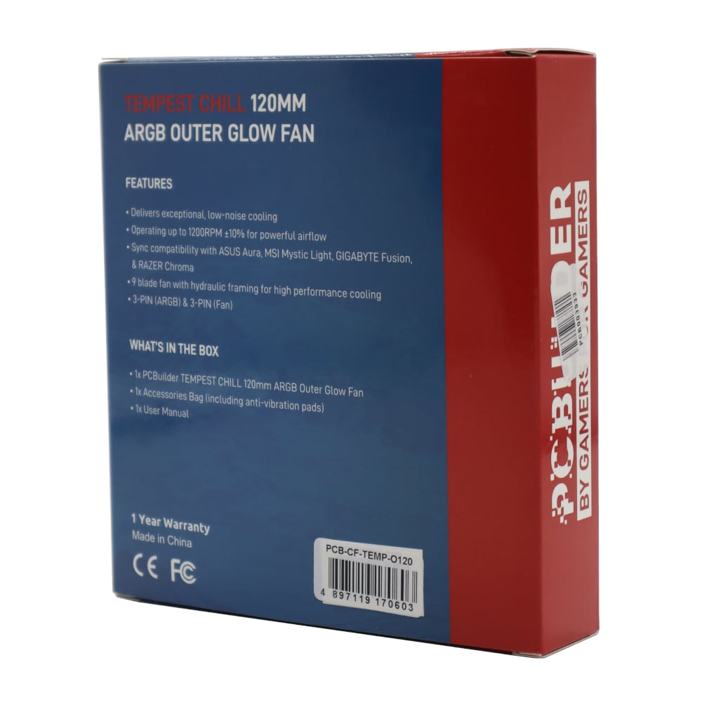 PCBuilder Tempest Chill 120MM ARGB Outer Glow Fan - Image 4