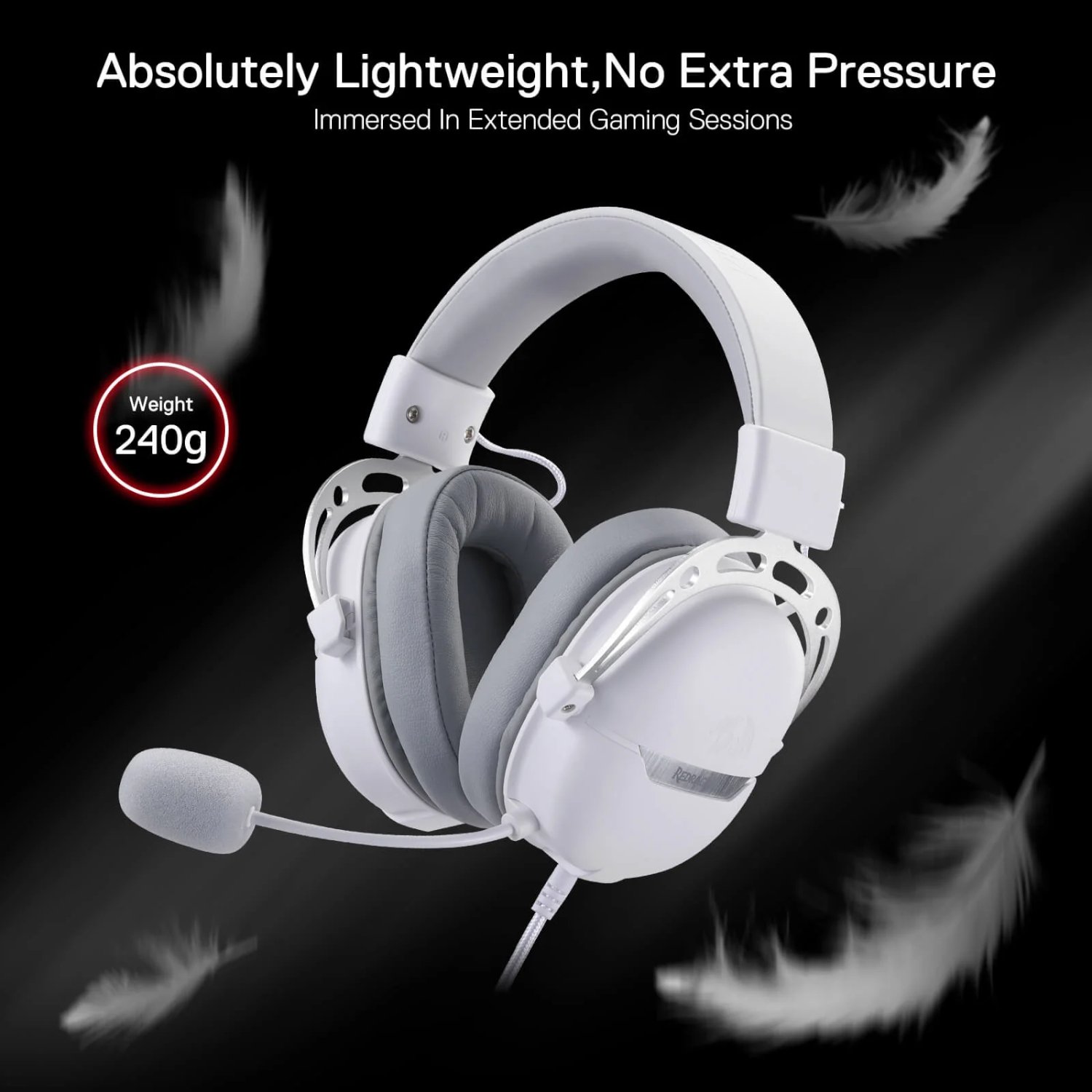 REDRAGON Over-Ear AURORA Gaming Headset - White - Image 3
