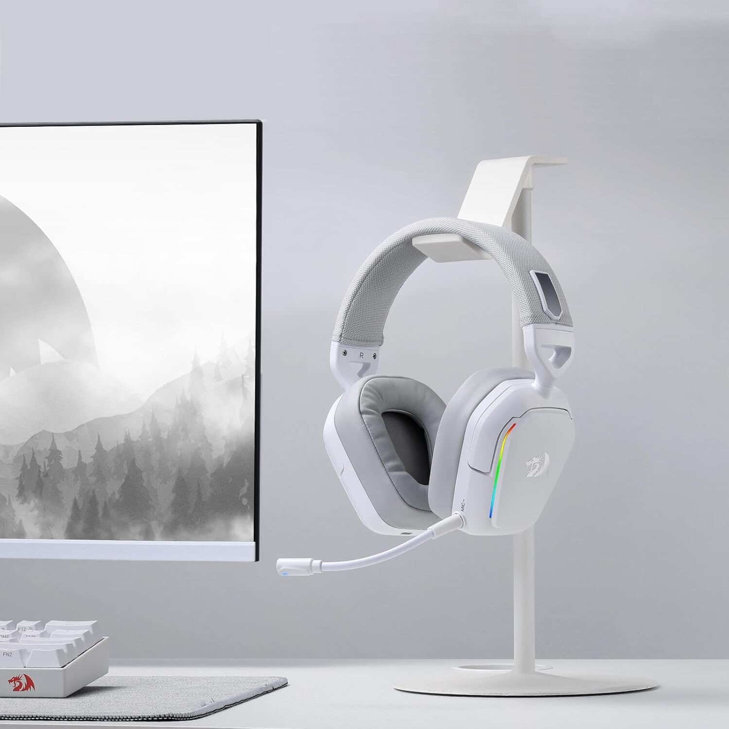 Redragon H868 RGB Wireless Gaming Headset - White - Image 4
