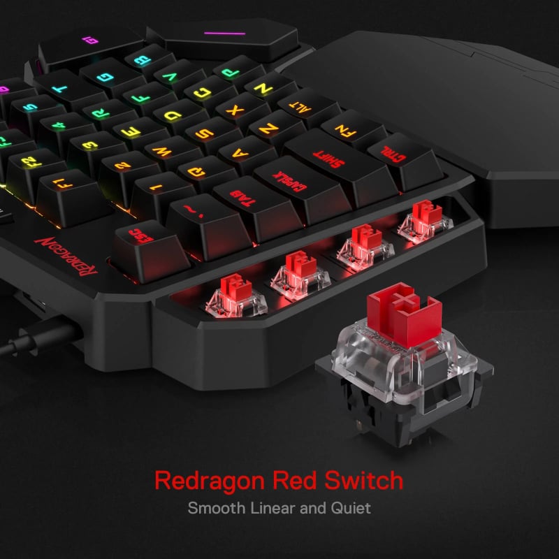 REDRAGON Diti Elite Pro One-Handed RGB Wireless Mechanical Gaming Keyboard - Black - Image 5