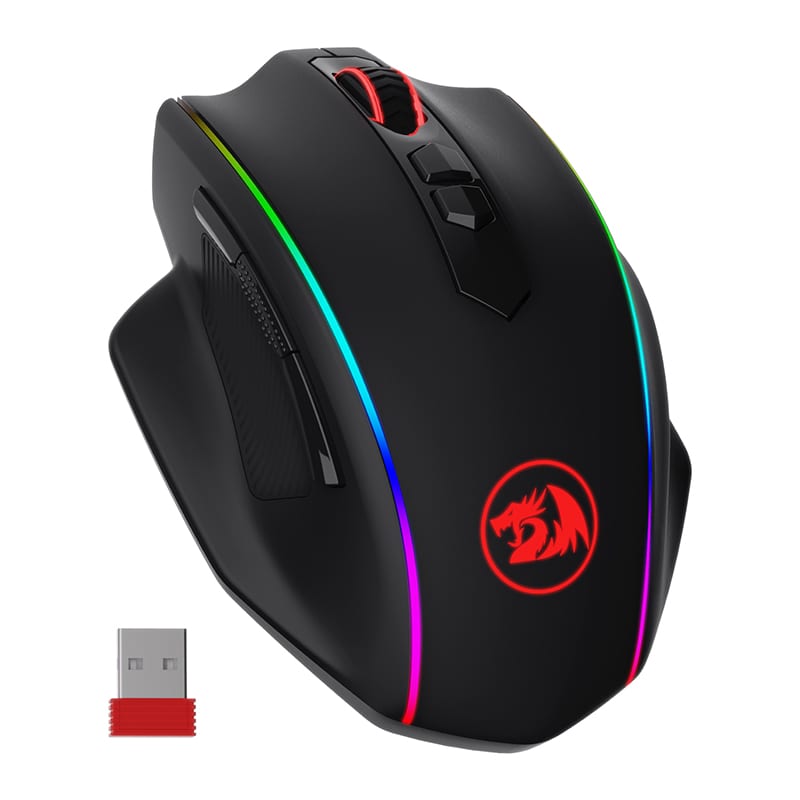 REDRAGON VAMPIRE ELITE Wireless 16000DPI|8 Button|Ergonomic Design|P3335 Optical Sensor|Type-C Cable|RGB Backlit Gaming Mouse - Black - Image 2
