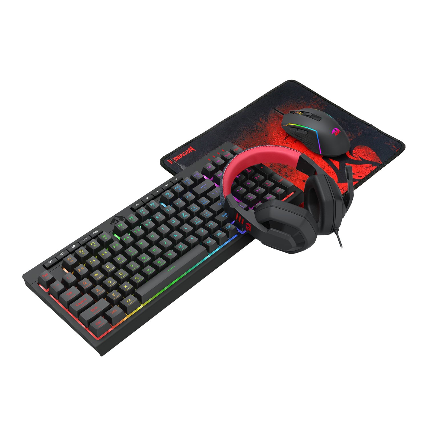 Redragon 4-in-1 Keyboard | Mouse | Mousepad | Headset Gaming Combo - Image 2