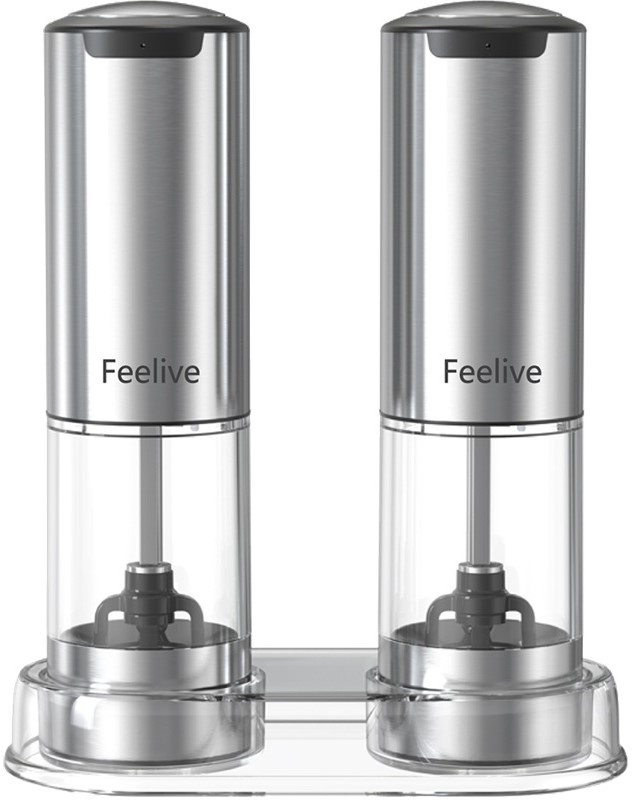 Feelive Rechargeable Pepper And Salt Grinder 2 Set With Stand