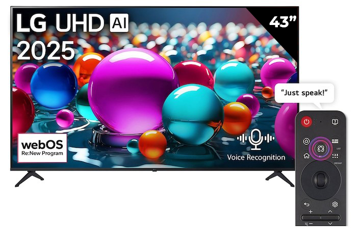 LG 43 inch UHD AI HDR10 webOS25 Smart TV