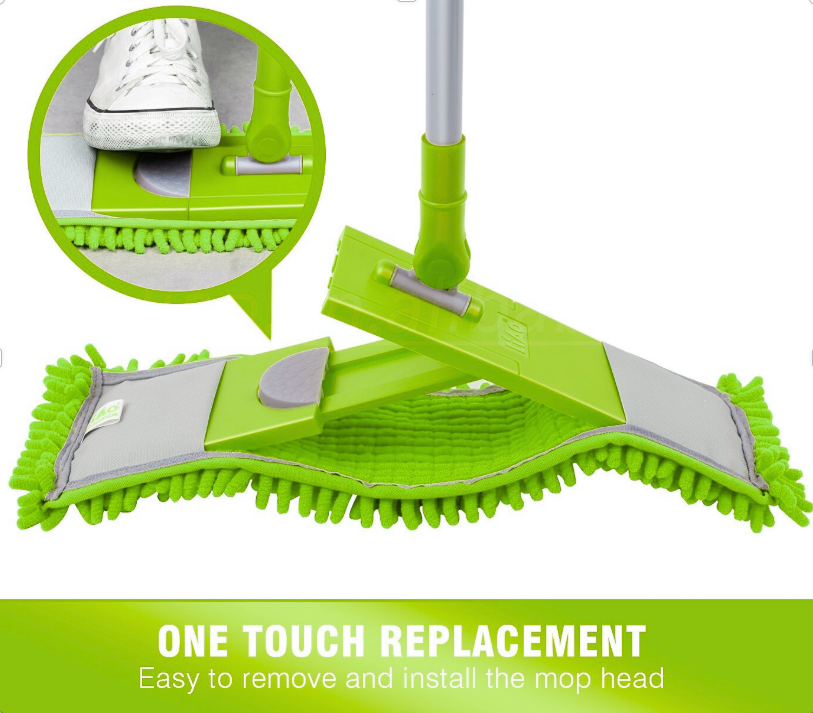 Kleaner Microfiber Extendable Flat Mop Lime Green