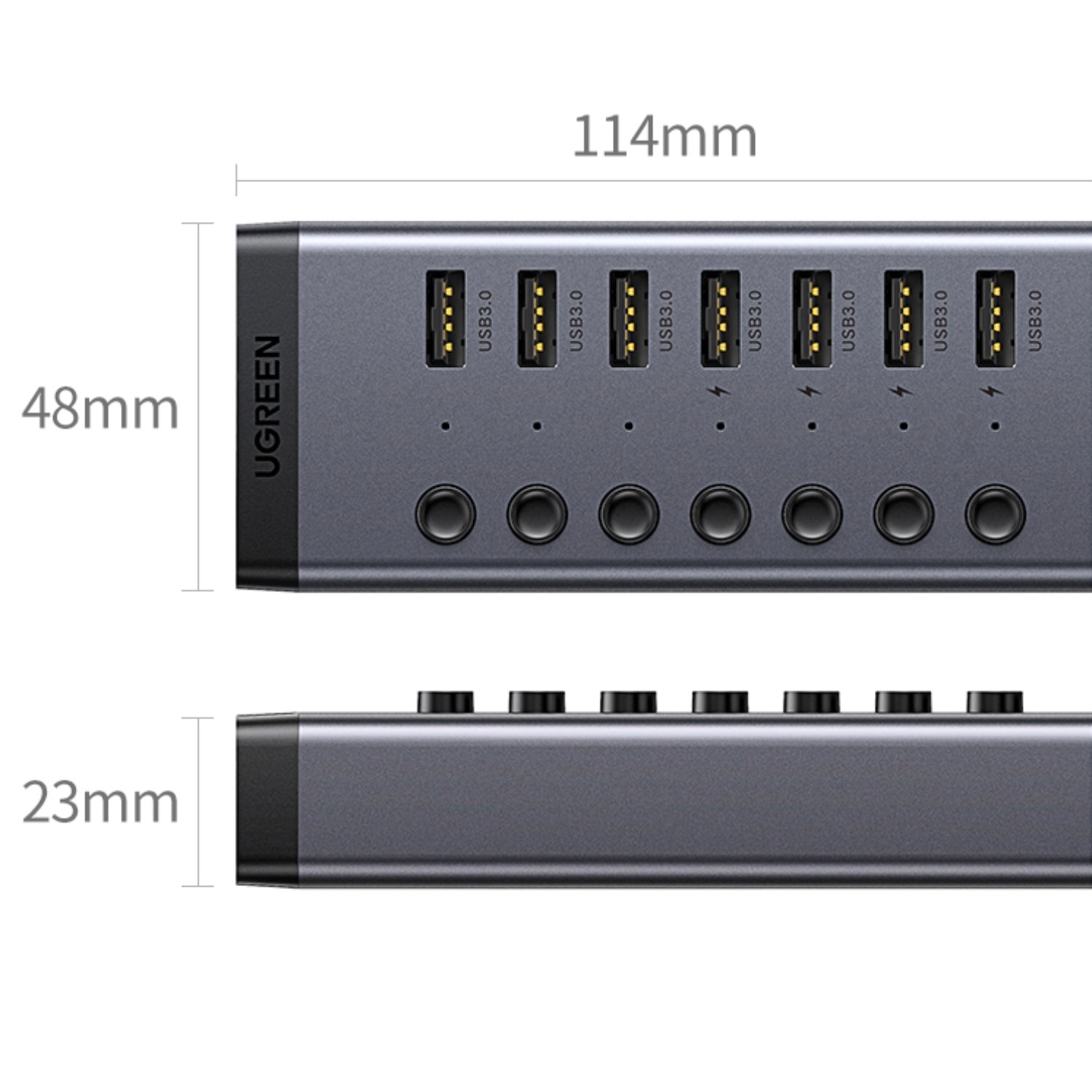 UGreen 7 in 1 USB 3.0 Hub-Grey - Image 4