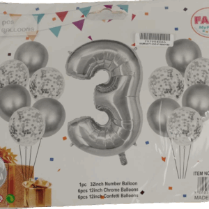 Casey 13pc Silver and White Balloon Set Nr 3