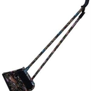 Totally Long Dust Pan Broom Set Black Floral Design