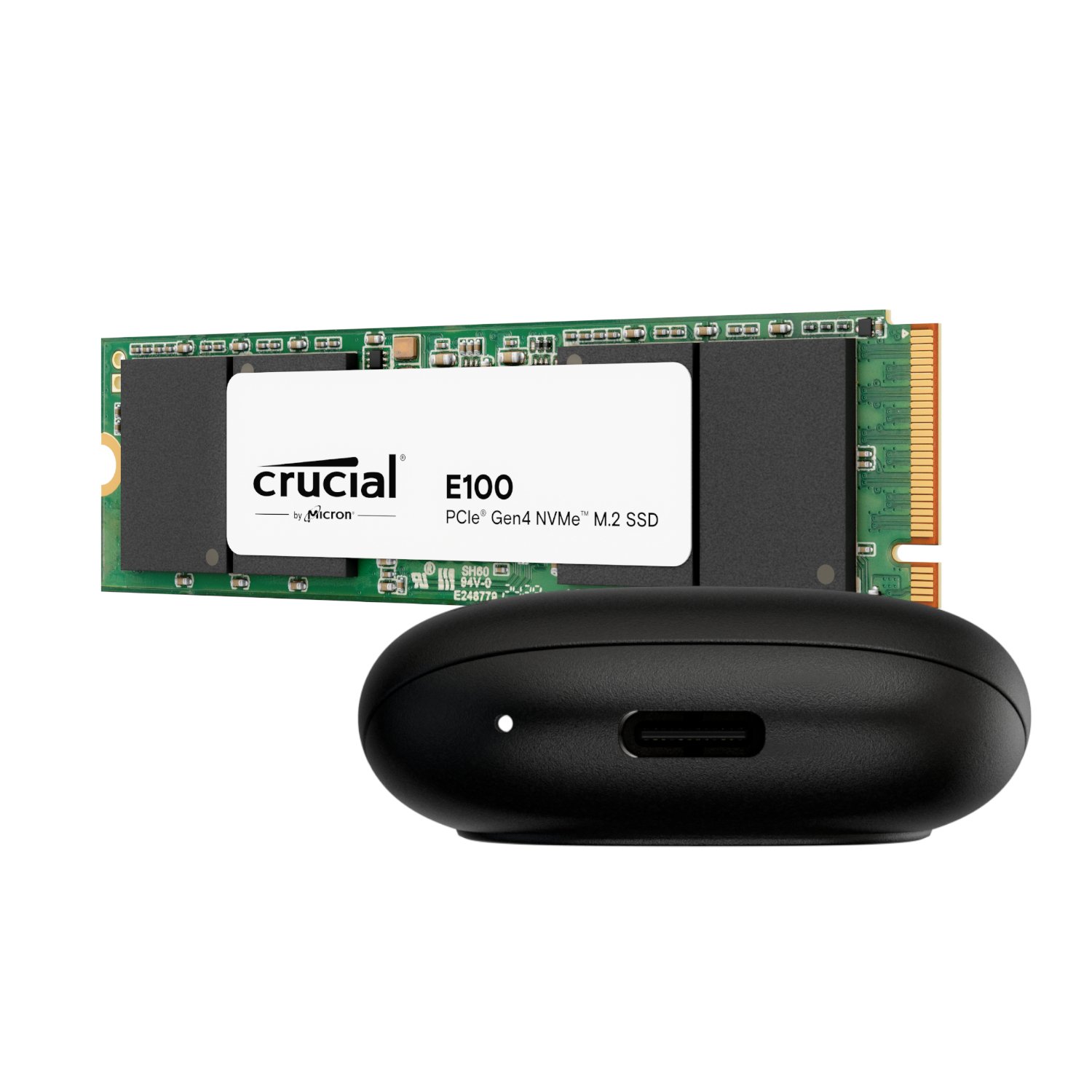 Asus Cobble M.2 SSD Type-C Enclosure and Crucial E100 480GB NVMe Bundle - Black - Image 4