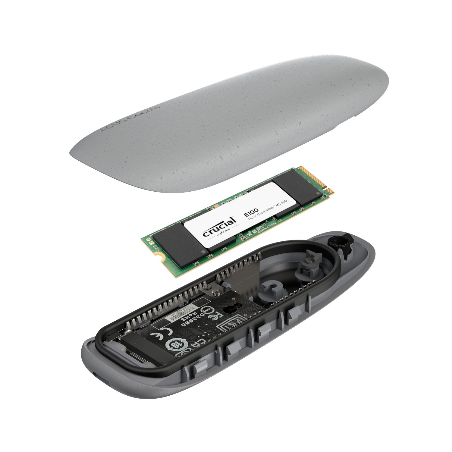 Asus Cobble M.2 SSD Type-C Enclosure and Crucial E100 480GB NVMe Bundle - Grey - Image 5