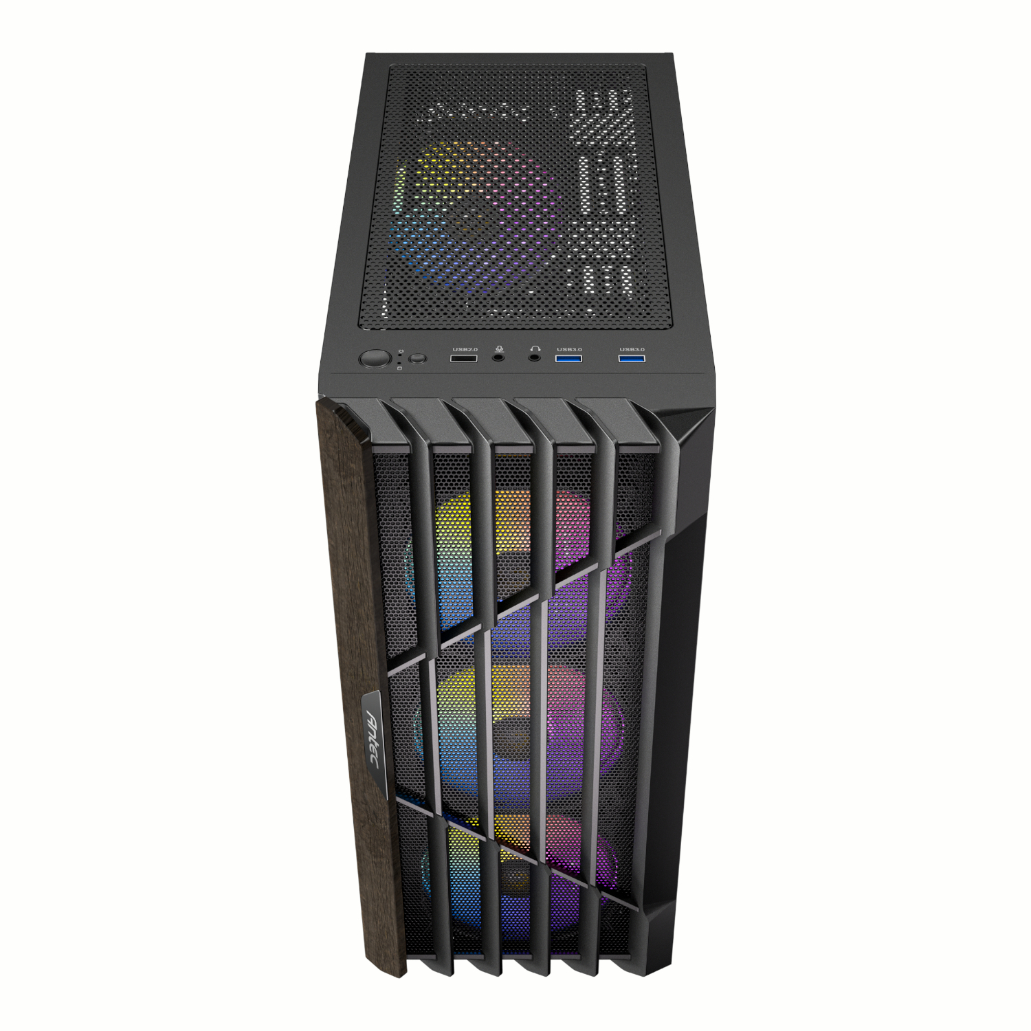 Antec AX63 Wood ARGB ATX Mid Tower Gaming Chassis - Black - Image 2