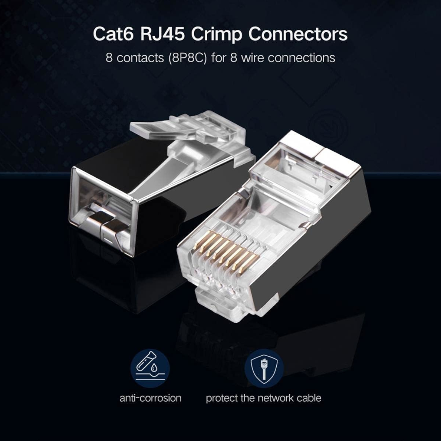 UGreen NW111 RJ45 Cat6 Ethernet Network Head 100 Pack - Silver/Transparent - Image 4